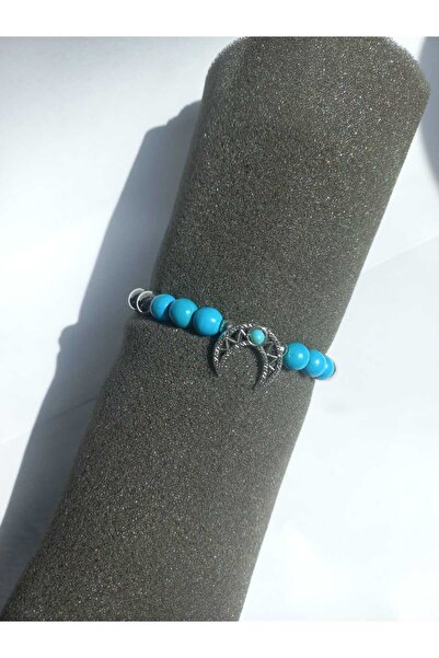 Kravatistan Turquoise/Silver Beaded Moon Bracelet