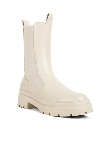 london Rag Women Elasticated Gussets Lug Sole Boots in Beige