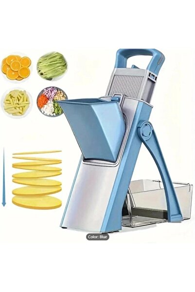 Tradeo Hand-Safe Mandoline Vegetable Slicer with Large 9x9cm Feed Port, Blue ...