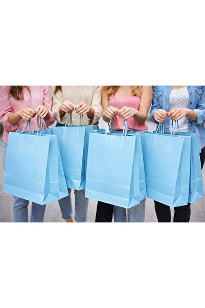 BİLGİ K K كيس ورقي من الكرافت حقيبة باللون الأزرق مع خيط، عبوة من 5 قطع، مقاس...