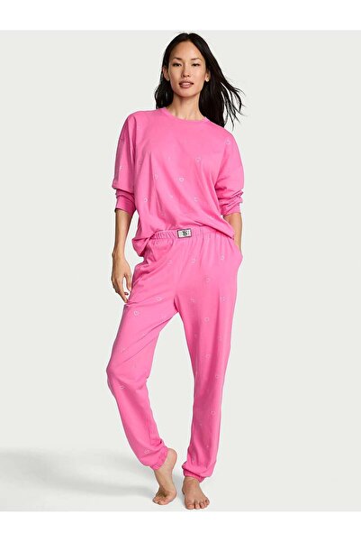 Victoria's Secret %100 Pamuklu Işıltılı Uzun Pijama Takımı