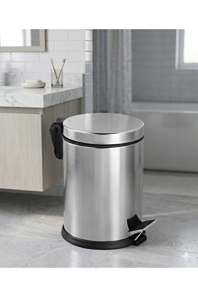 bersachef muftak eşyaları Paslanmaz Krom 5 Litre Çöp Kovası Metal Banyo, Tuva...