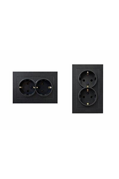 Ovivo Electric OVİVO METALİK SİYAH İKİLİ PRİZ TEK KASAYA UYUMLU