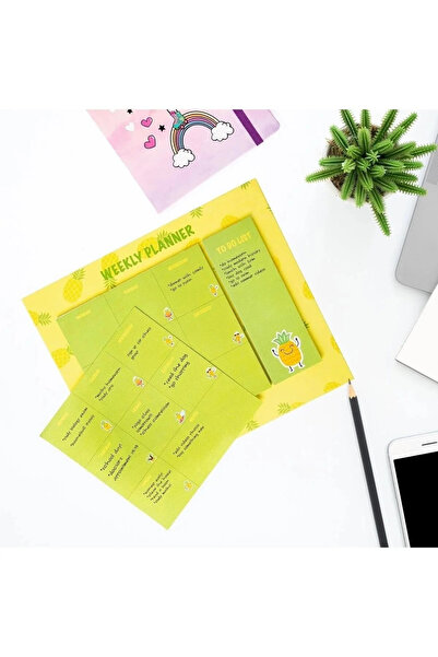 yordama Pineapple Concept Weekly Planner Block Note 25X21 cm – 16 Special Des...