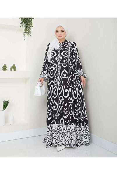 modasindoma Women's Ethnic Patterned Dress Black