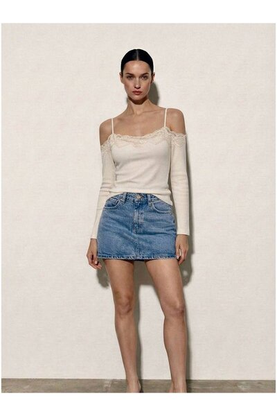 Coral Lace Pack Low Neck Blouse 8458 Ecru