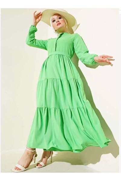 modasindoma Γυναικείο φόρεμα ψηλός λαιμός πράσινο