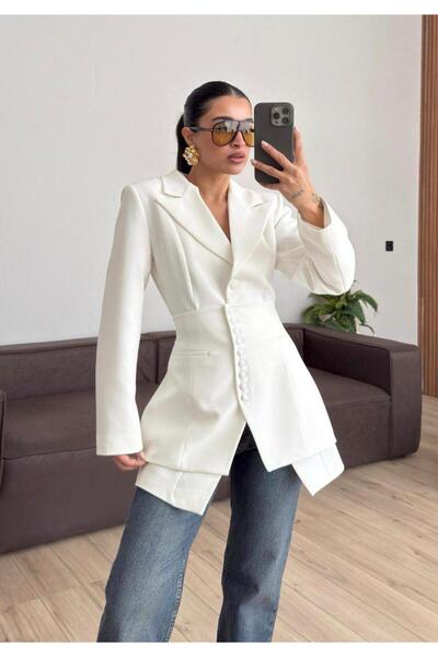 JaMolls çift parça şık blazer üstü tasarım düğmeli geniş ayarlanır korse ikil...