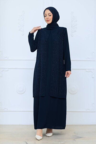 KMKkombin Women's Elegant Detailed Vertical Embroidered Tunic Dress