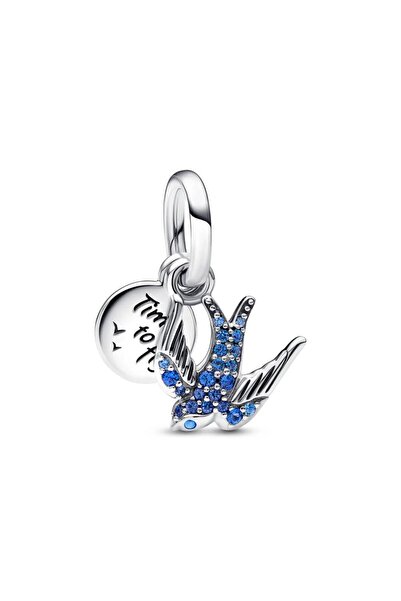 Pandora Parıldayan Kırlangıç ve Alıntı Çift Sallantılı Charm 792570C01