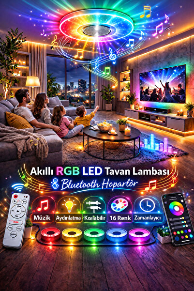 KENLY Akıllı RGB LED Tavan Lamba 60W Bluetooth Müzik Smart Life Uyumlu Dekora...