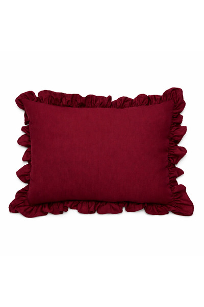 SADEN HOME Cotton Piece Ruffled Pillowcase Burgundy 50X70 cm