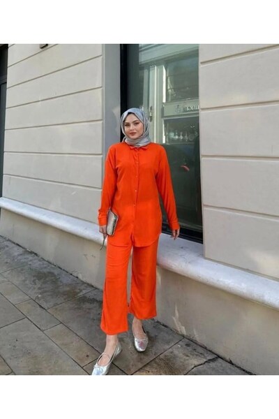 modasindoma Set dublu înfășurat pentru femei, portocaliu