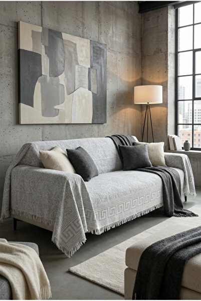 miar home perde tekstil Kolları Kapatan Koltuk Örtüsü Gri Modern Desenli Şık ...