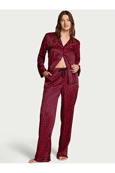 Victoria's Secret Parlak Saten Uzun Pijama Takımı