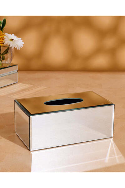 REDTAG Silver Mirror Glass Tissue Box 10.5x25.8x14.8Cm
