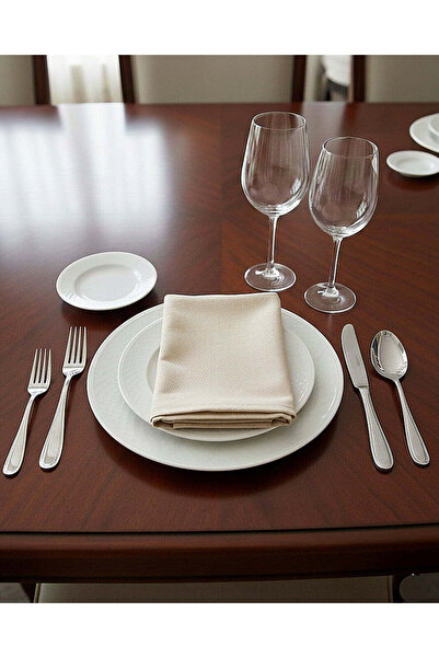 REDTAG طقم مناديل قطن مطرّز بالدانتيل البيج مع حامل، 5 قطع