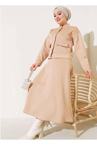 modasindoma Γυναικείο Καπέλο Με τσέπες Σετ Μπεζ