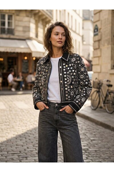 Rabiossa Kadın Bohem Nakışlı Kısa Ceket