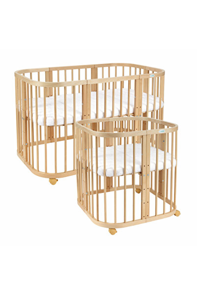 Waldin Round Evolutionary Crib, Waldin, 7in1 Natur, Mattresses Included, Co-S...