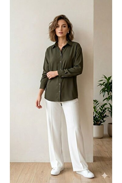 ruhaay Women's Relaxed Fit Plain Shirt Long Sleeve