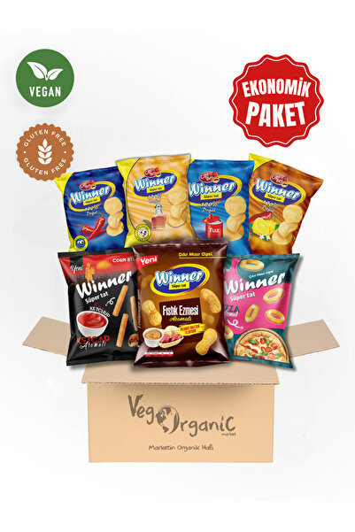 WINNER Avantajlı 7'li Karışık Mısır ve Patates Cips Kutusu | Vegan & Glutensi...