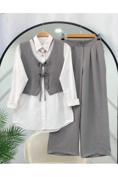 modasindoma Women's Three-Piece Suit Gray