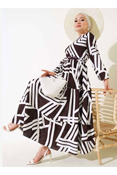 modasindoma Women's Judge Collar Dress Brown