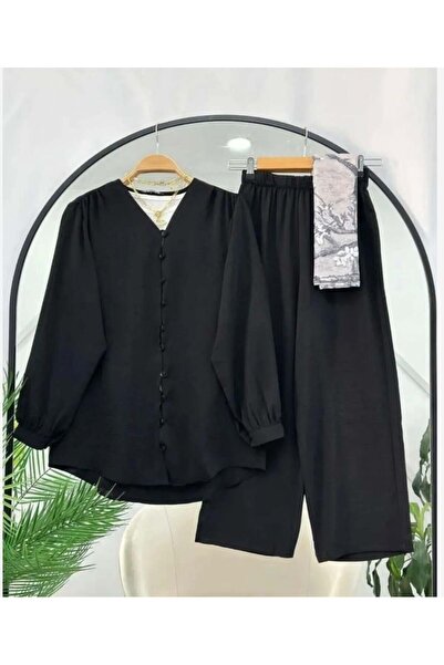 modasindoma Γυναικείο Σετ Μίνι με Κουμπιά Ayrobin Μαύρο