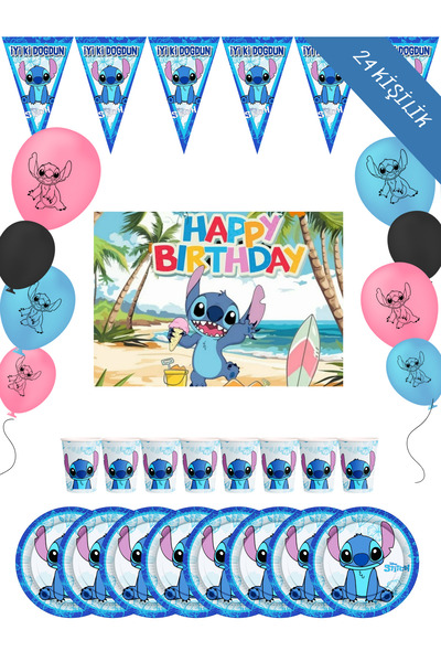 snowparty 24-Person Stich Stitch Lilo and Stiç Birthday Party Decoration Set ...