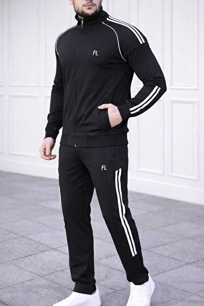 zeyra Beyaz Biye Detaylı Klasik Erkek Eşofman Takımı