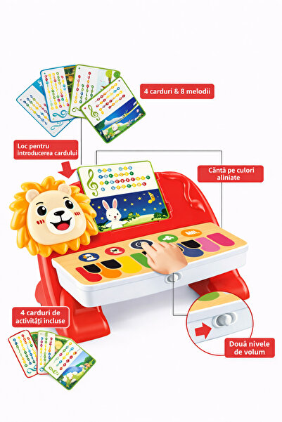 OEM Interactive Musical Piano Lion with Lights and Sounds, Multicolored Red E...