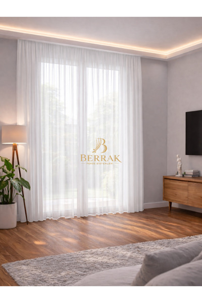 BerrakPerde Saf Beyaz Tül Perde – Yoğun Pileli, Kullanıma Hazır, Tül Perde