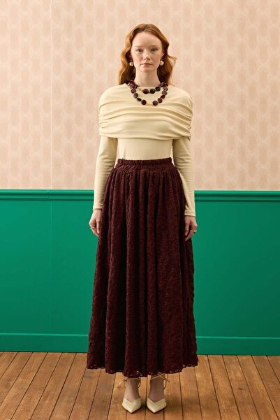 Ceylan Otantik Burgundy Lace Balloon Skirts
