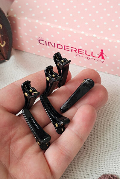Cinderella Set de 6 cleme de păr negre din plastic, 3,5 cm - Clești de coafur...