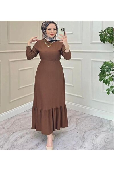 modasindoma Women's Skirt Ruffled Dress Brown