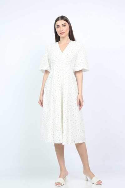 mica Short-sleeve polka dot wrap midi dress
