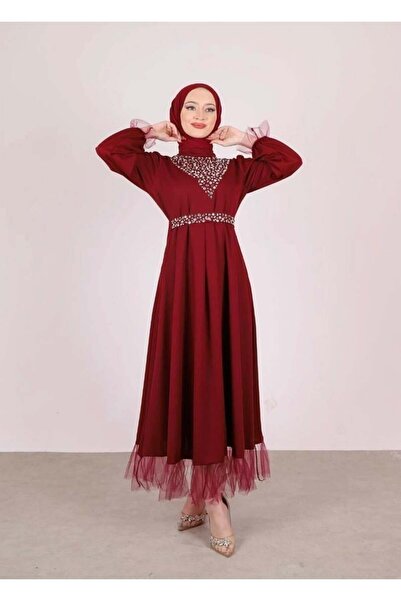 modasindoma Women's V Stone Special Occasion Dress Red