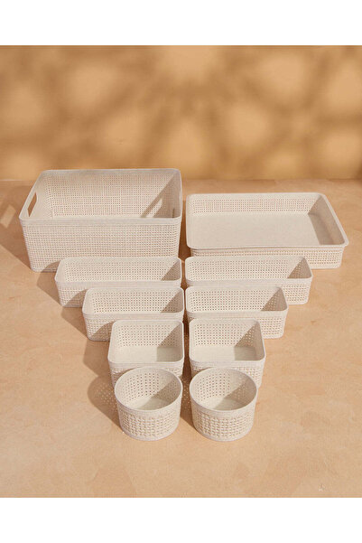 REDTAG مجموعة سلال تخزين بلاستيكية بيج مكونة من 10 قطع