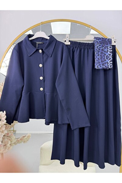 modasindoma Γυναικείο κοστούμι με μπουφάν Navy Blue