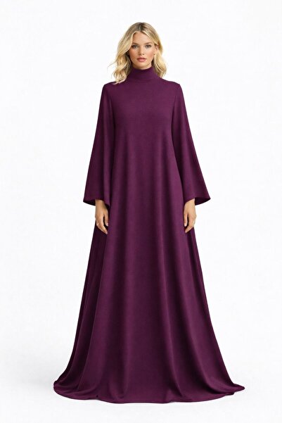 UNTIMELY A-Line Maxi Boy Mürdüm Crepe Stylish Abaya Dress
