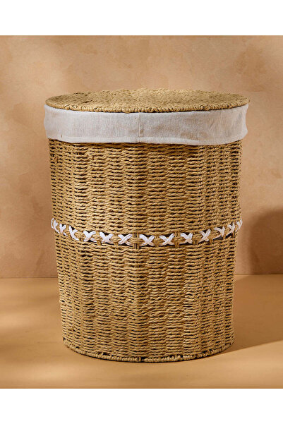 REDTAG سلة غسيل ورقية دائرية بيج اللون مع غطاء