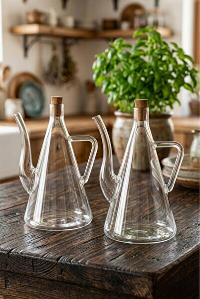 Atbyhome 2-Piece Heat Resistant Borosilicate Glass 500 ml Cork Stopper Oil an...