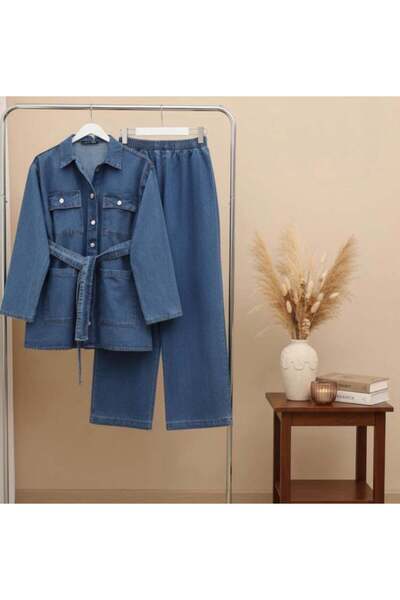 modasindoma Γυναικεία Τσάντα Με τσέπες Σετ Τζιν Μπλε