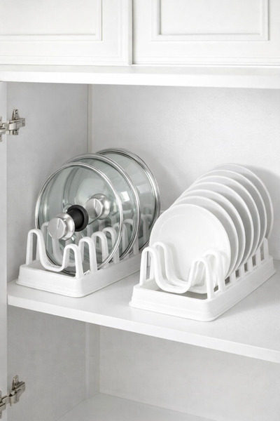 Binbirreyon 2 Pieces of In-Cabinet Organizer Plate Rack Pot Lid Organizer Rd094