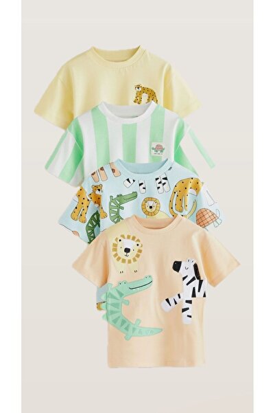 Next Baby Pamuklu Safari Desenli 4'lü Thsirt Set