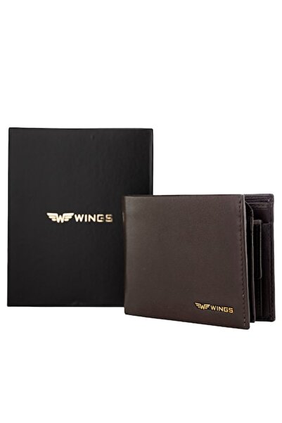 wings Men's Wallet, Brown, Leather, RFID Protection
