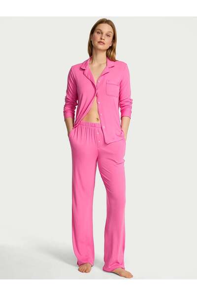 Victoria's Secret Nervürlü Modal Uzun Pijama Takımı
