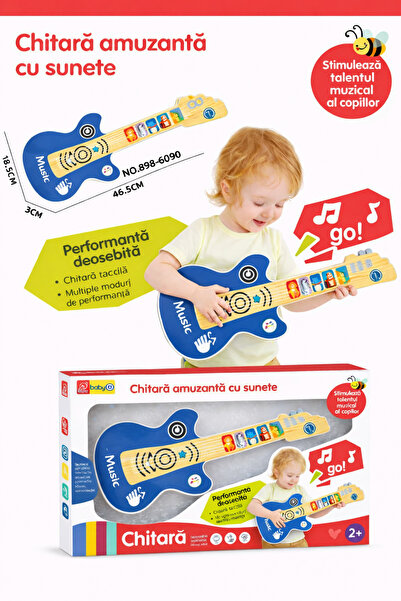 OEM Interactive Musical Guitar with Lights and Sounds, Blue, Musical Toy for ...