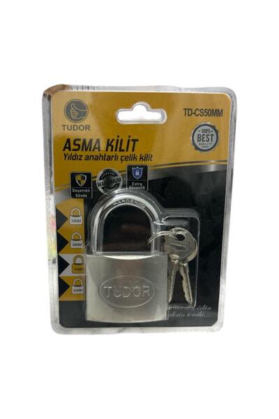 TUDOR Asma Kilit 50 mm Yıldız Anahtarlı Çelik